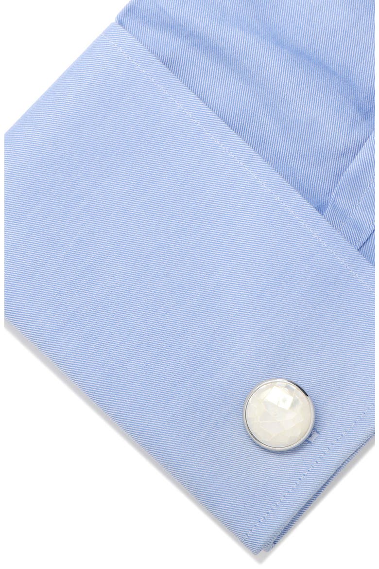 Mosaic Mother-of-Pearl Cuff Links, Alternate, color, WHITE