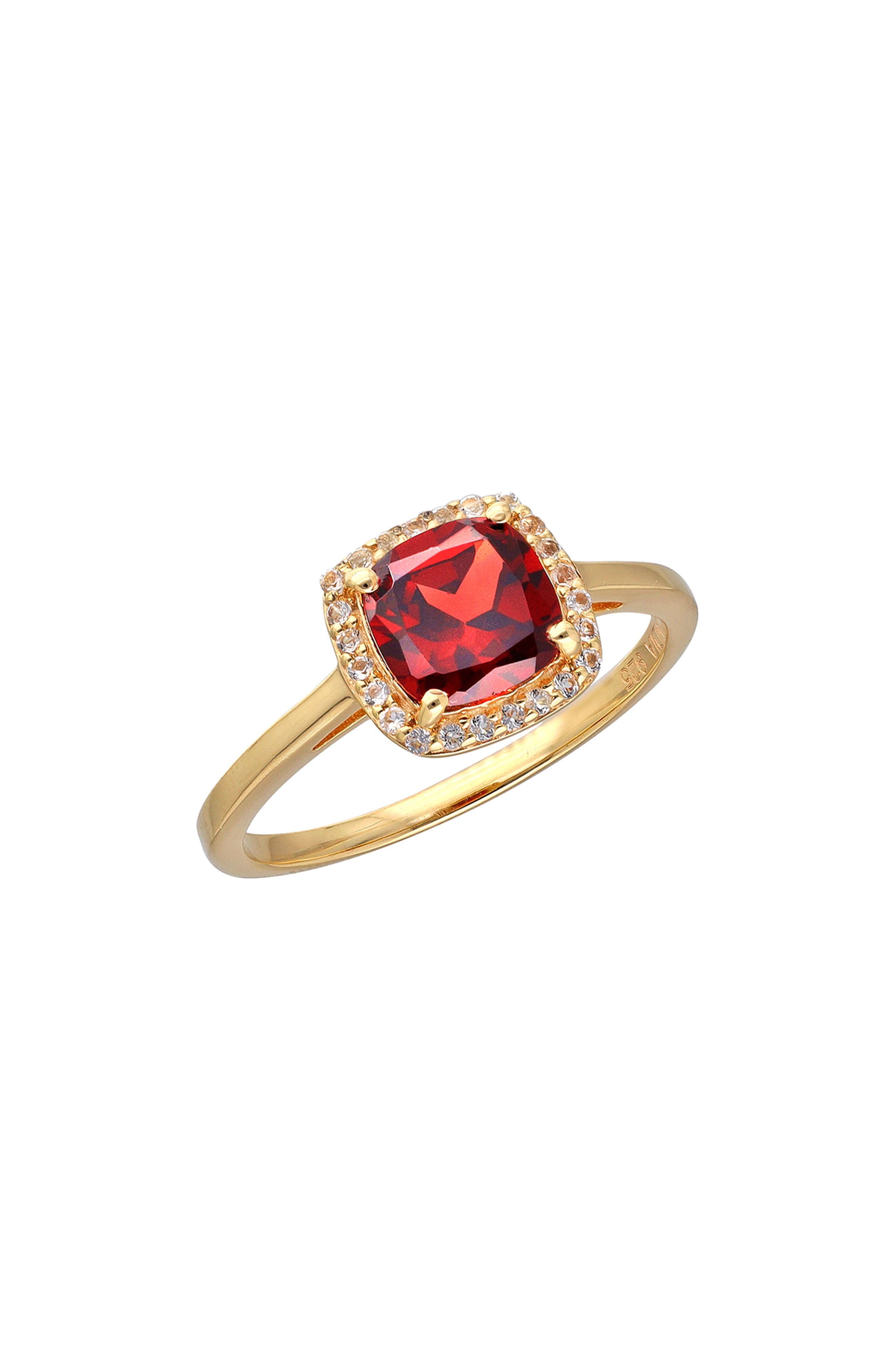 YS GEMS Garnet & White Topaz Ring