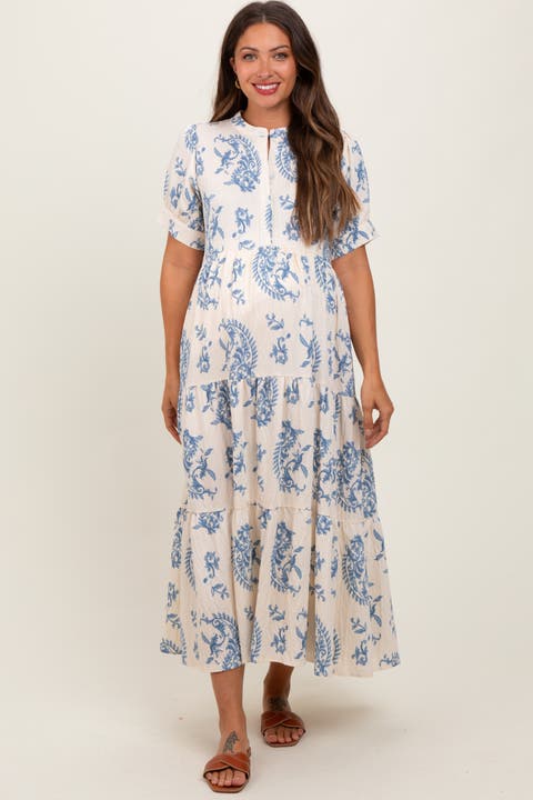 Paisley Button Up Tiered Maxi Dress