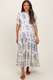 PinkBlush Paisley Button Up Tiered Maxi Dress