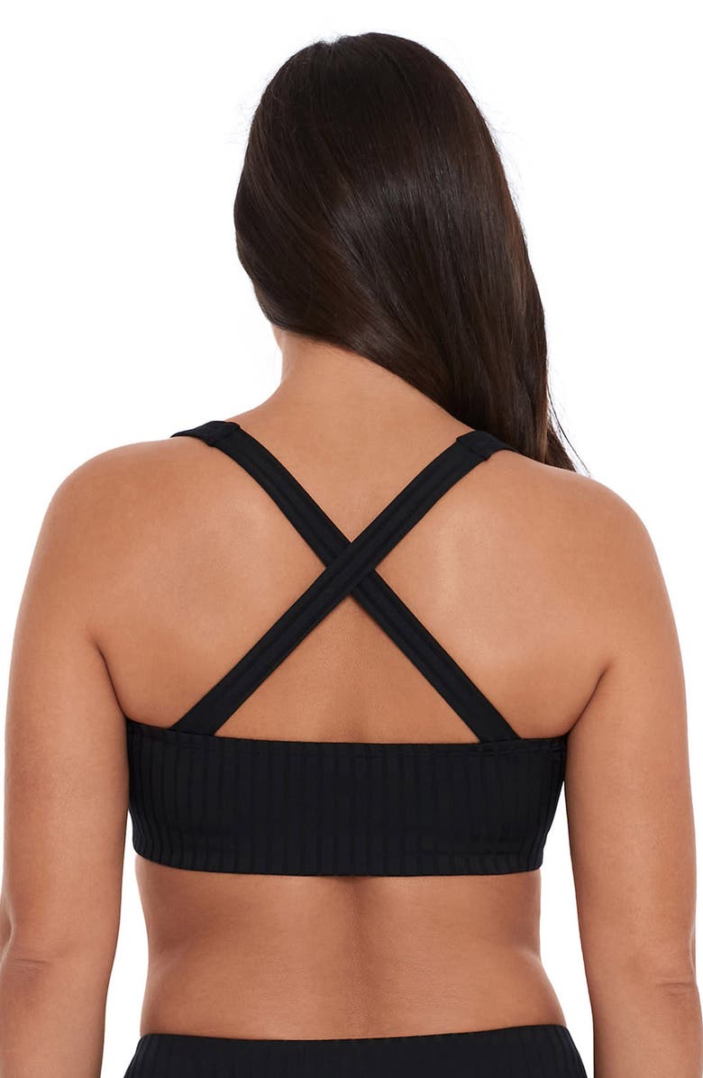 S3 Ribbed Scoopneck Crossback Bikini Top, Alternate, color, Onyx Black