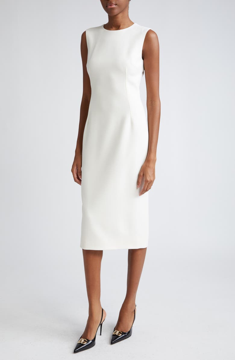 Dolce&Gabbana Sleeveless Stretch Wool Sheath Dress, Alternate, color, W0001bianco Naturale