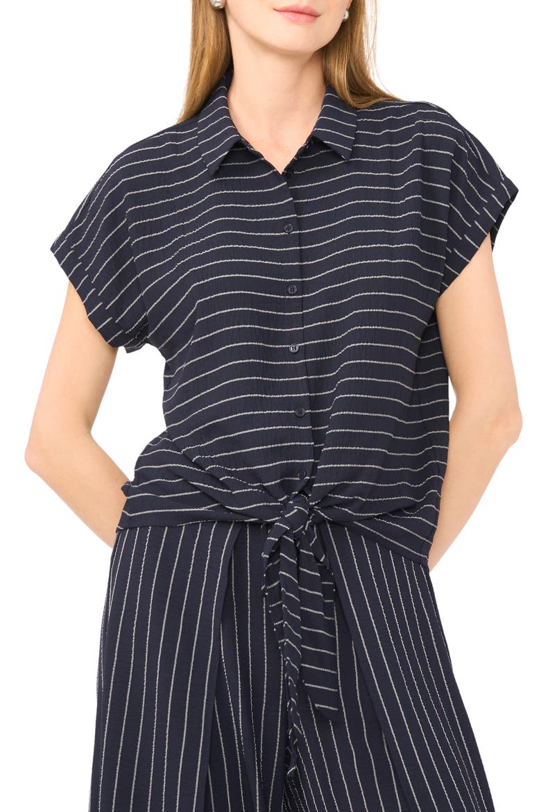 Printed Button-Up Top, Main, color, CLASSIC NAVY