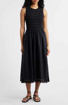 The Embroidered Melody Smocked Midi Dress