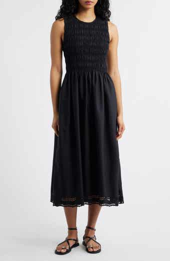 The Embroidered Melody Smocked Midi Dress