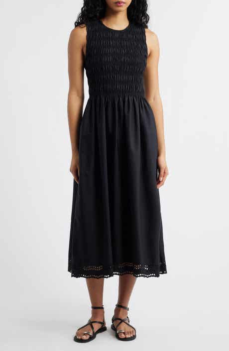 The Embroidered Melody Smocked Midi Dress