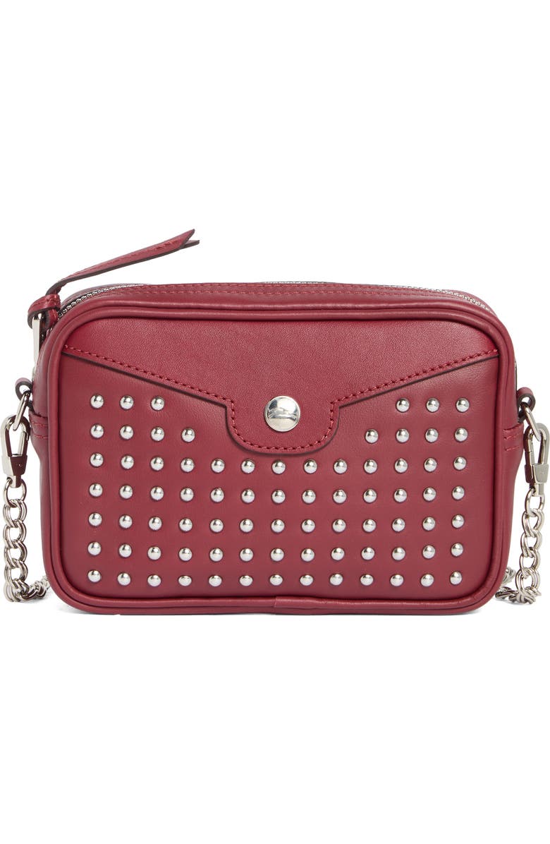 Longchamp Mademoiselle Studded Small Crossbody Belt Bag, Main, color, Burgundy