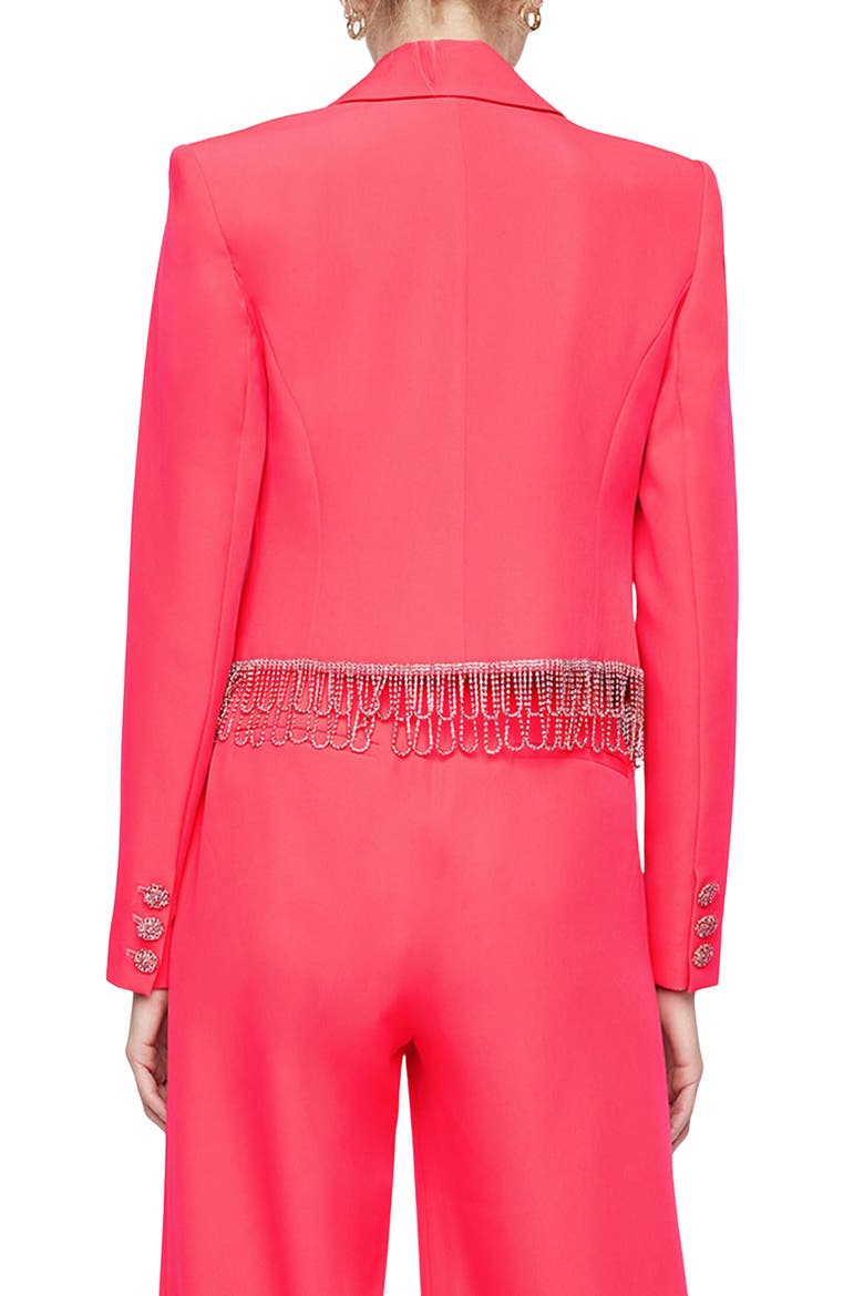 Jen Crystal Fringe Crop Blazer, Alternate, color, NEON CORAL