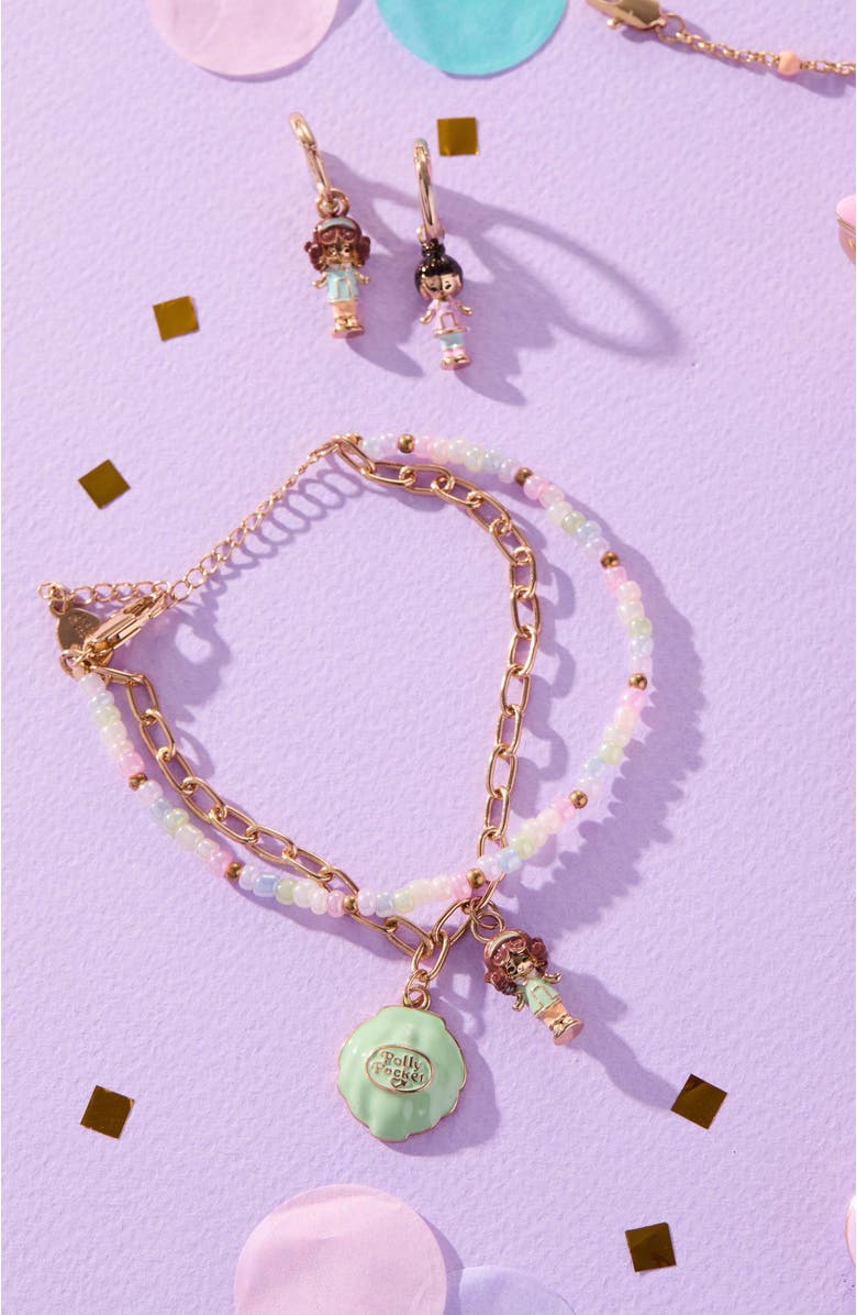 Alex and Ani Polly Pocket 2 Row Charm Bracelet, Alternate, color, Gold