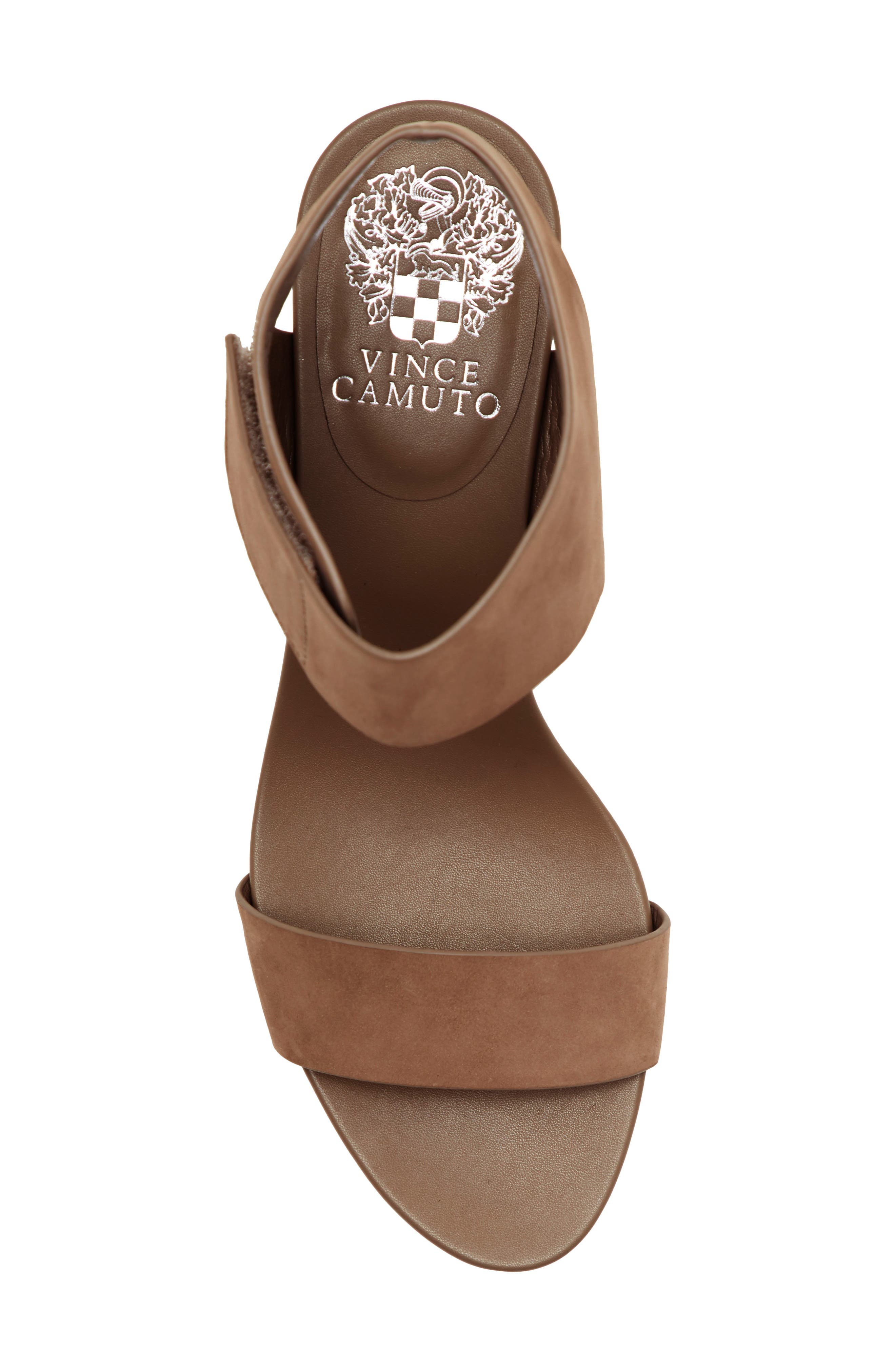 Vince Camuto Velista Platform Wedge Sandal, Alternate, color, Dark Beige Nubuck Leather
