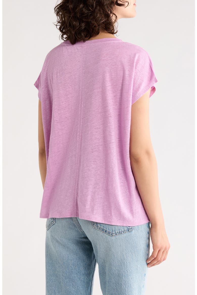 V-Neck Organic Linen T-Shirt, Alternate, color, FRENCH LILAC