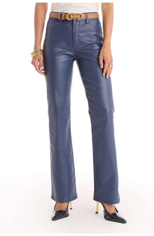 The Noli Shop Aria Coated Flare Jean In Blue