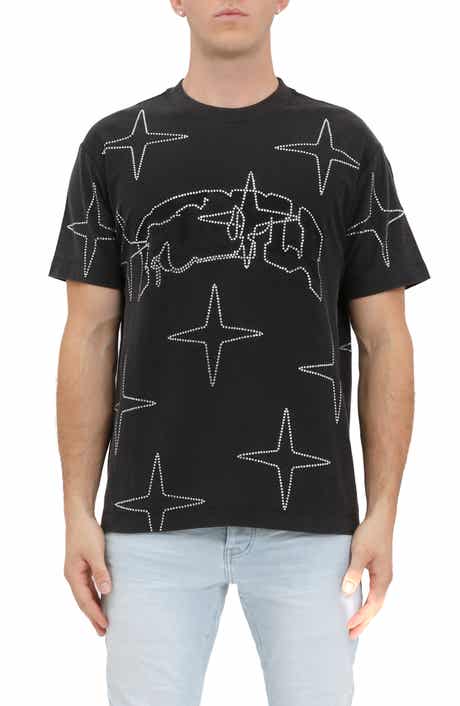 PURPLE BRAND Rhinestone Embellished Cotton Graphic T-Shirt