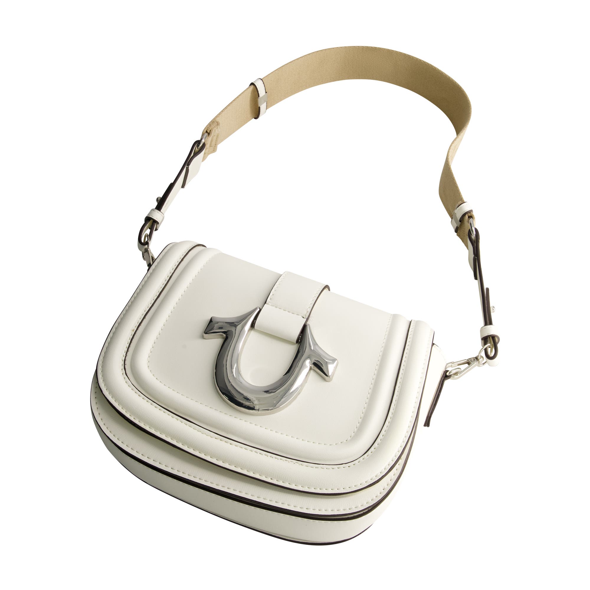 True Religion Saddle Bag with Gold Hardware, Alternate, color, White