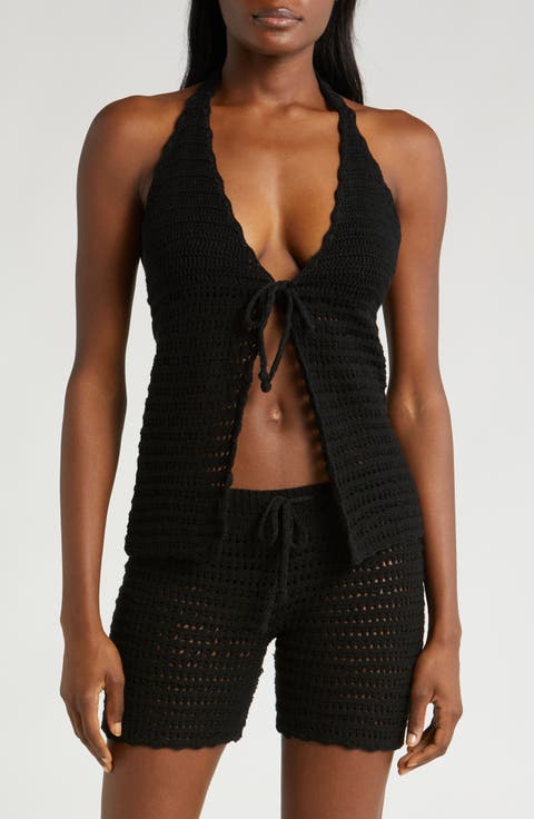 Nora Black Knit Cover-Up Top