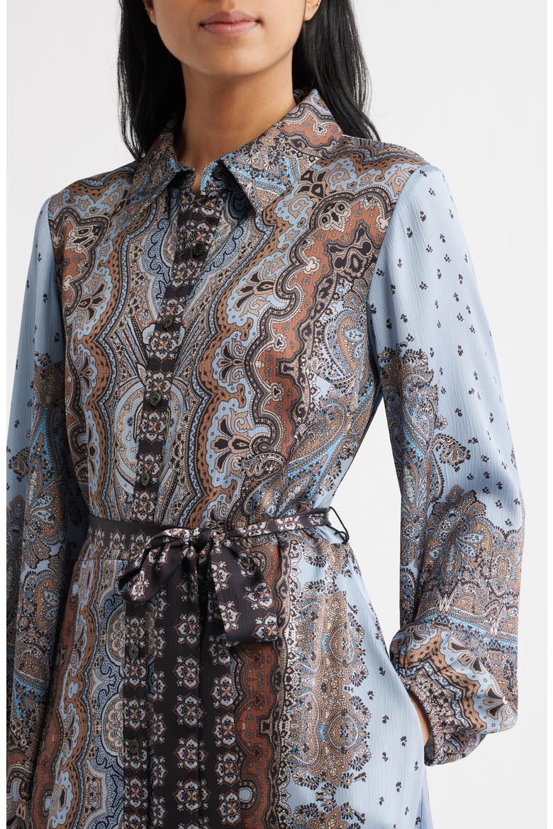 Mixed Paisley Long Sleeve Midi Shirtdress, Alternate, color, BLUE MULTI