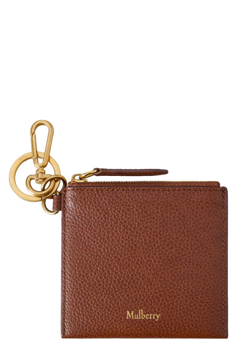Clip Zipped Leather Card Pouch, Main, color, OAK