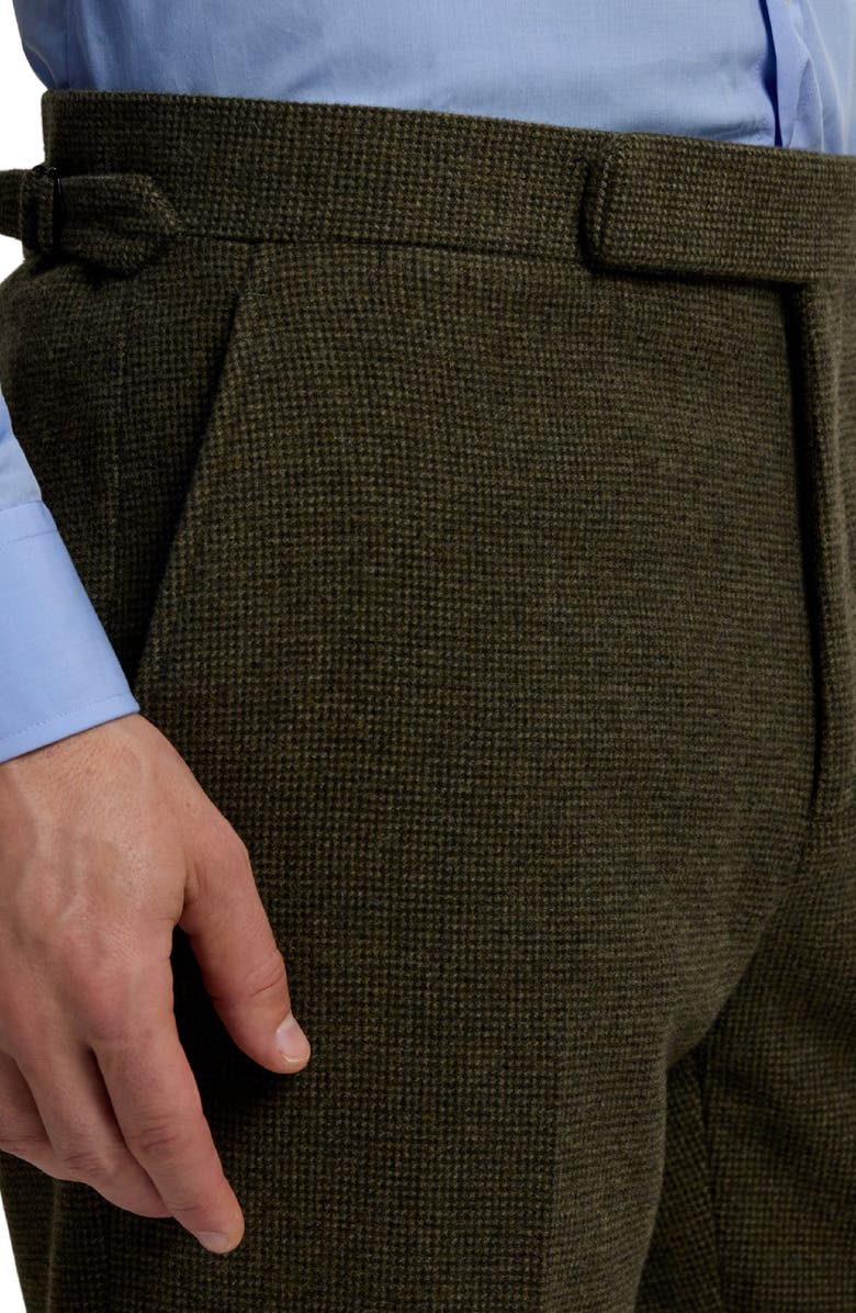 Ralph Lauren Purple Label Flat Front Wool & Silk Blend Tick Weave Suit Pants, Alternate, color, Loden Multi