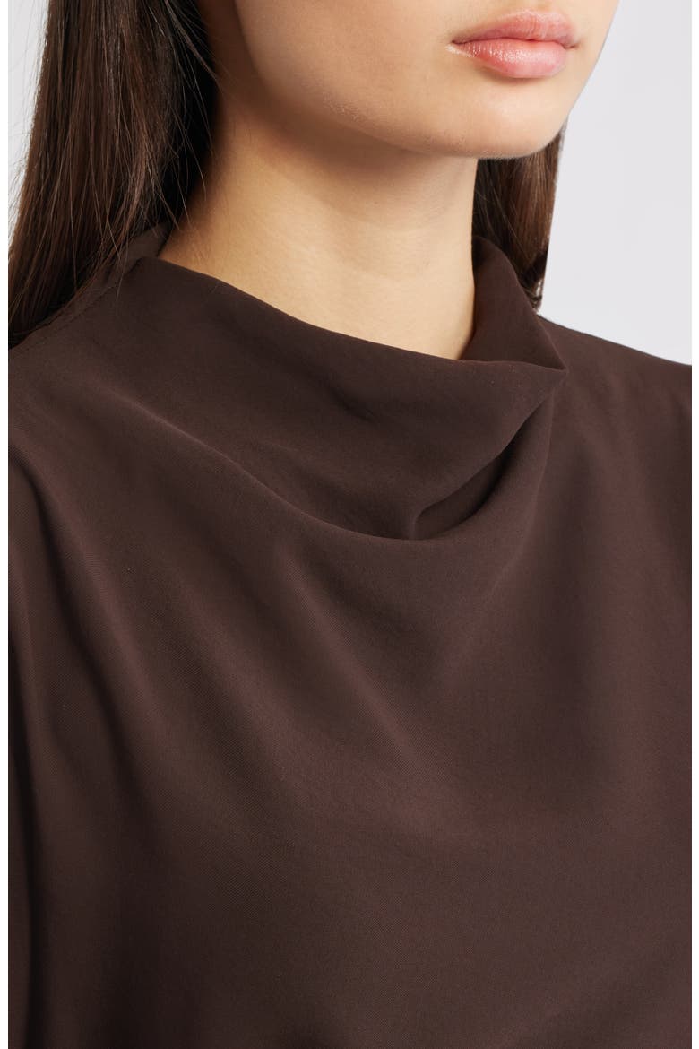 Caro Ruched Long Sleeve Midi Dress, Alternate, color, CHOCOLATE