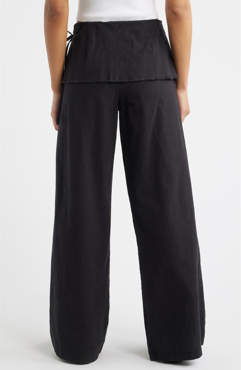 BDG Urban Outfitters Skirted Cotton & Linen Flare Leg Pants, Alternate, color, Black
