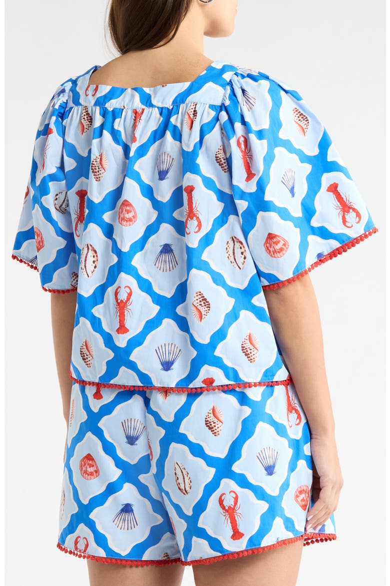 Lobster Bay Bell Sleeve Top, Alternate, color, WHITE BLUE-MULTI