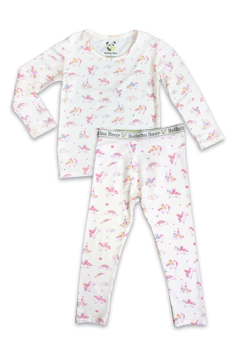Bellabu Bear Kids' Unicorn Fitted Two-Piece Pajamas, Main, color, 
