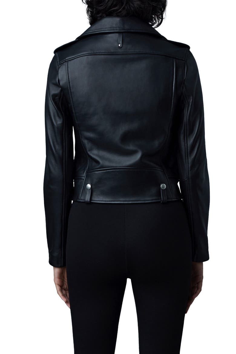 Baya Leather Moto Jacket, Alternate, color, BLACK
