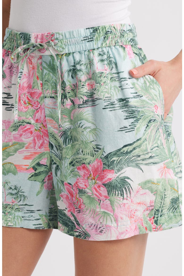 Garden Villa Linen Drawstring Shorts, Alternate, color, CANAL BLUE