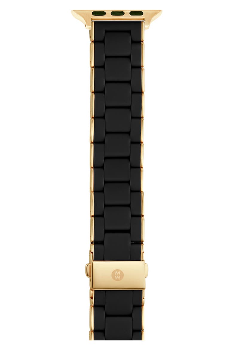 Silicone 20mm Apple Watch® Watchband, Main, color, BLACK/GOLD