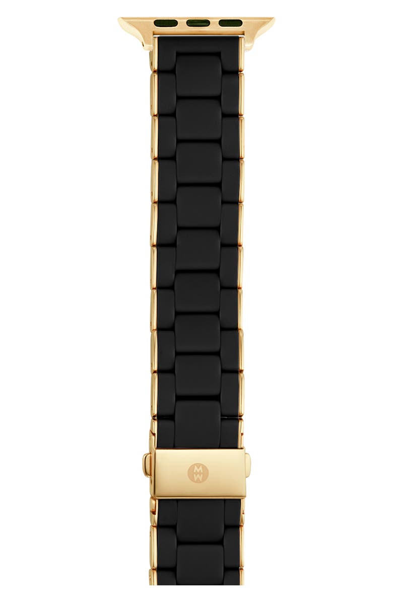 MICHELE Silicone 20mm Apple Watch<sup>®</sup> Watchband, Main, color, Black/Gold