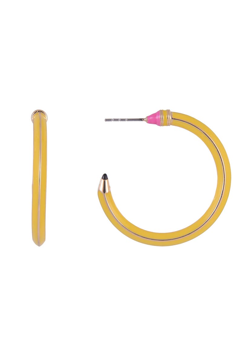 Pencil Hoop Earrings, Alternate, color, Yellow
