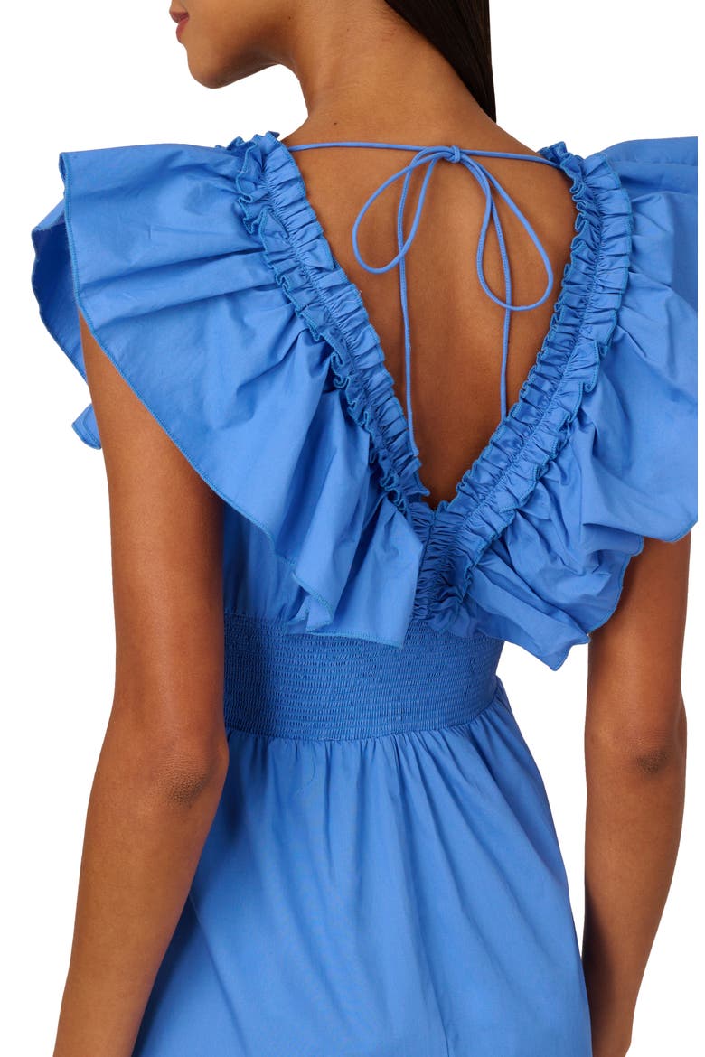 Ruffle Smocked Waist Maxi Dress, Alternate, color, COOL WATER