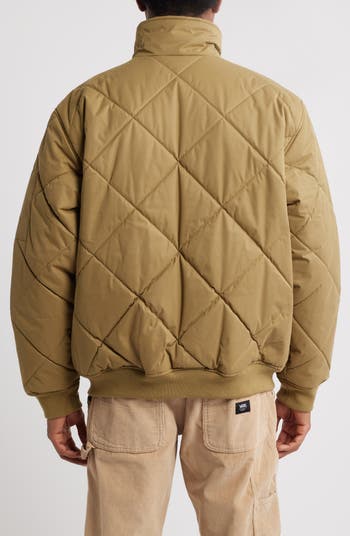 NWT Vans Trusel Bomber Jacket Canteen Brown Khaki Quilted top Mens Size Medium $150