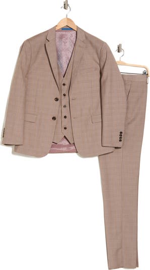 Slim Fit Check Three Piece Suit