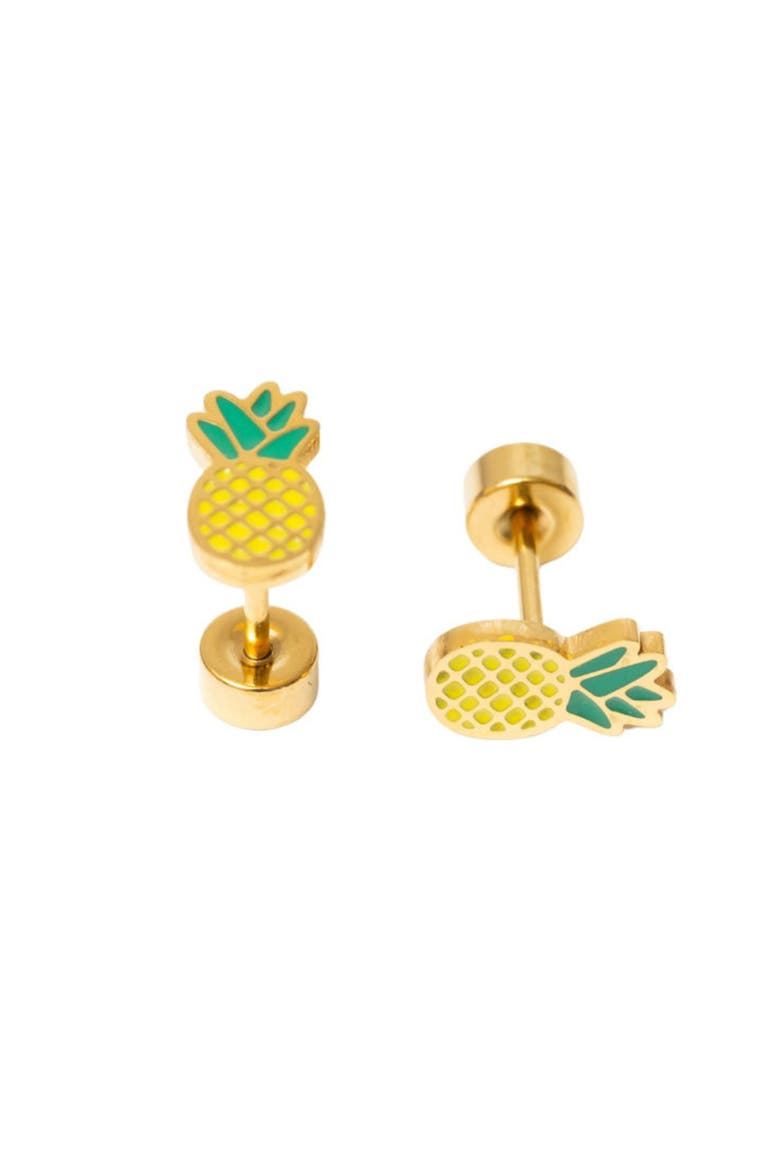 Pineapple Stud Earrings, Main, color, Yellow