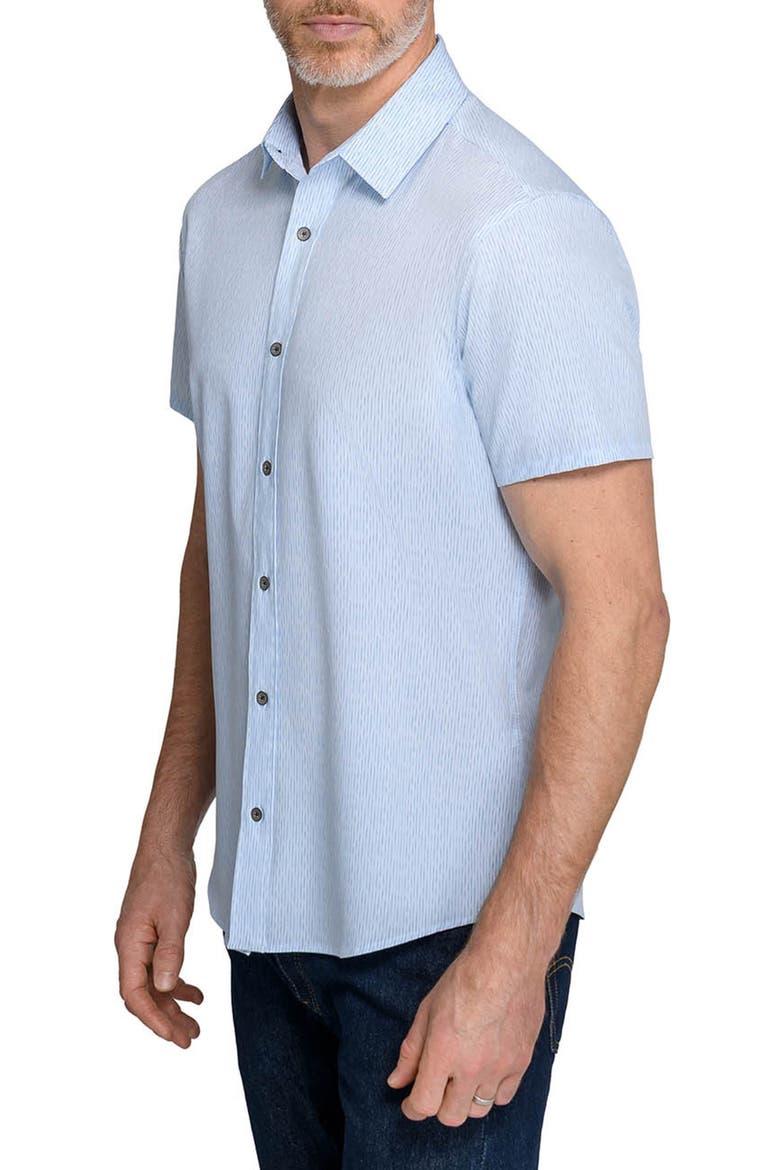 Abstract Stripe Short Sleeve Performance Button-Down Shirt, Alternate, color, BLUE
