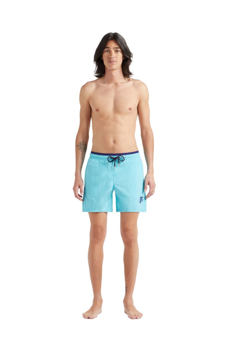 Vilebrequin Men's Solid Bicolor Length Swim Trunks, Main, color, Bora Bora