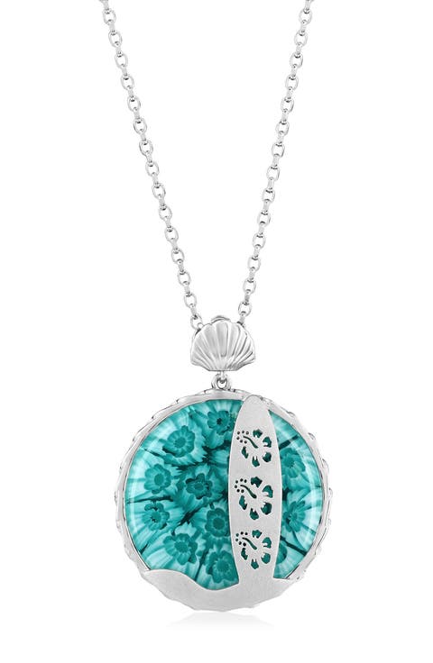 Sterling Silver Venetian Murano Glass Pendant Necklace
