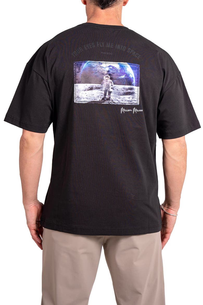 Ascension Space Appliqué Cotton Graphic T-Shirt, Alternate, color, BLACK