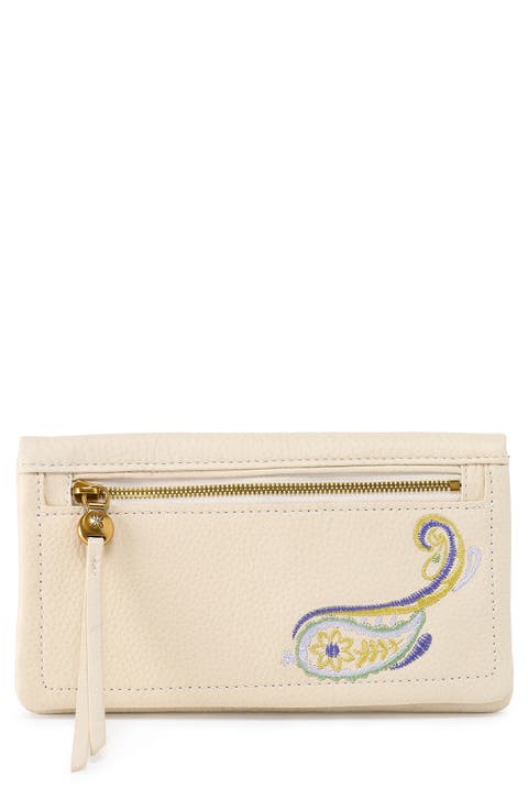 Lumen Paisley Embroidered Leather Continental Wallet