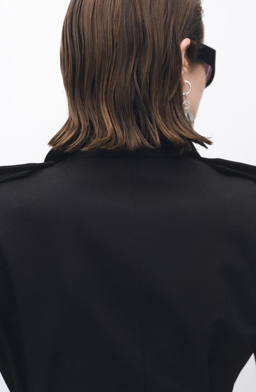 Mango Belted Double Breasted Trench Coat In Black