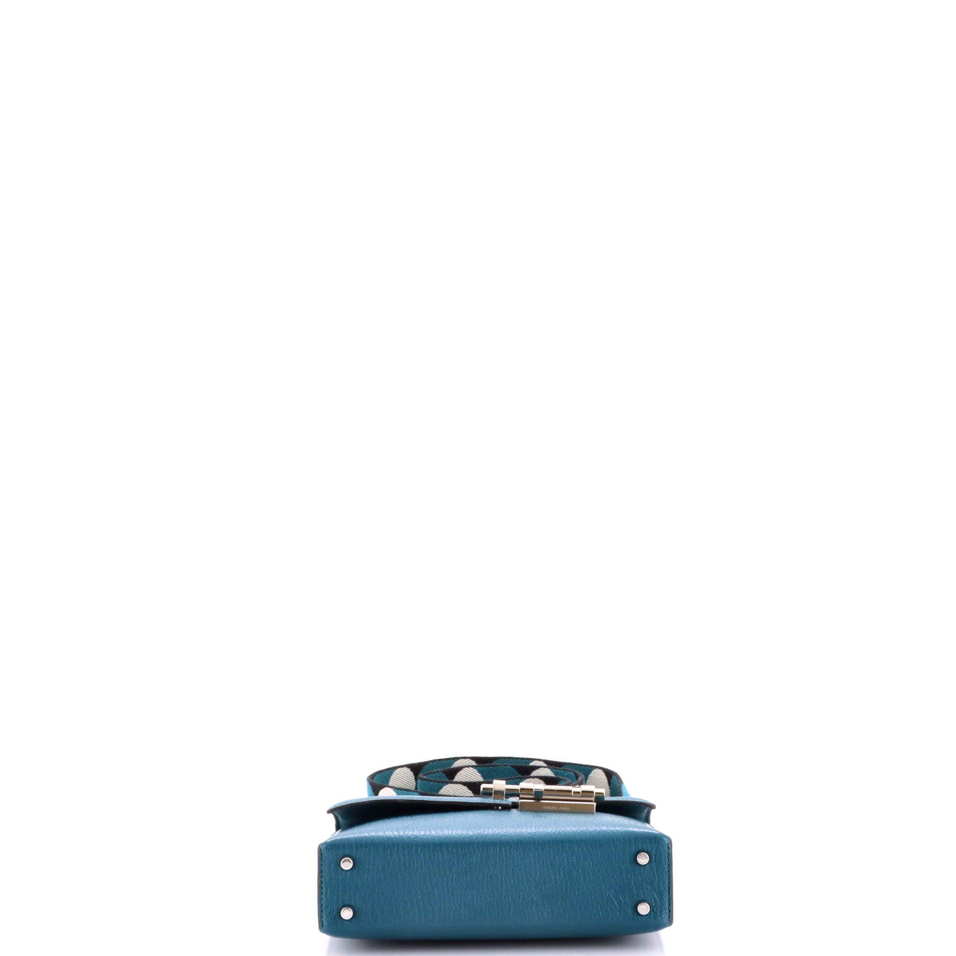 Pre-Owned Hermes Verrou Bag Chevre Mysore and Canvas Mini, Alternate, color, Vert Bosphore
