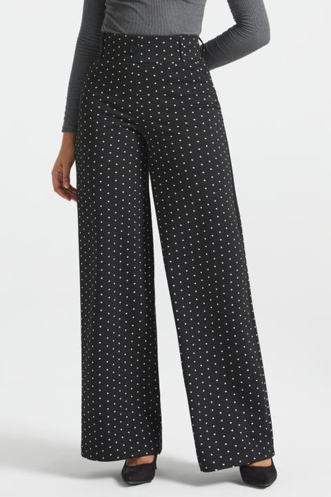 Classic High Waist Jacquard Dress Pants Wide Leg