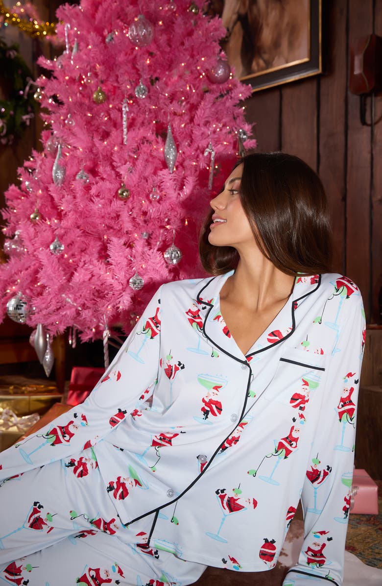 Room Service Pjs Long Sleeve Print Pajamas, Alternate, color, Blue Print