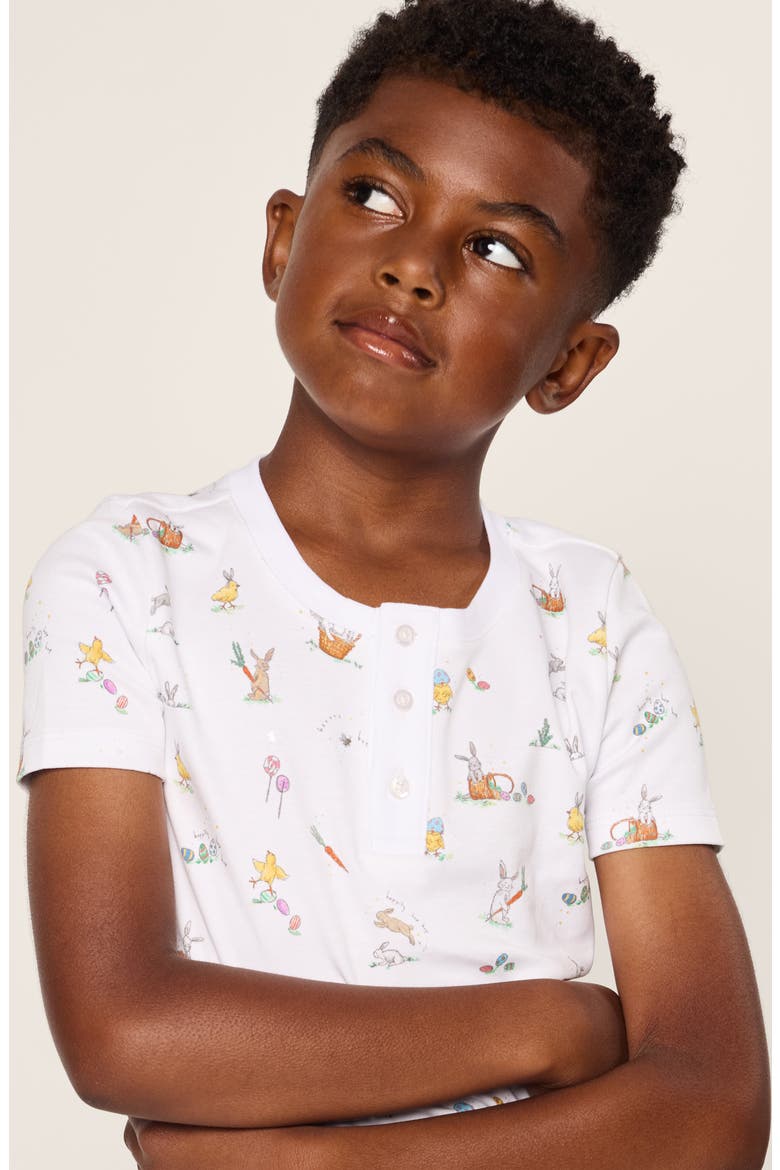 Kids' Easter Print Fitted Short Pajamas, Alternate, color, WHITE