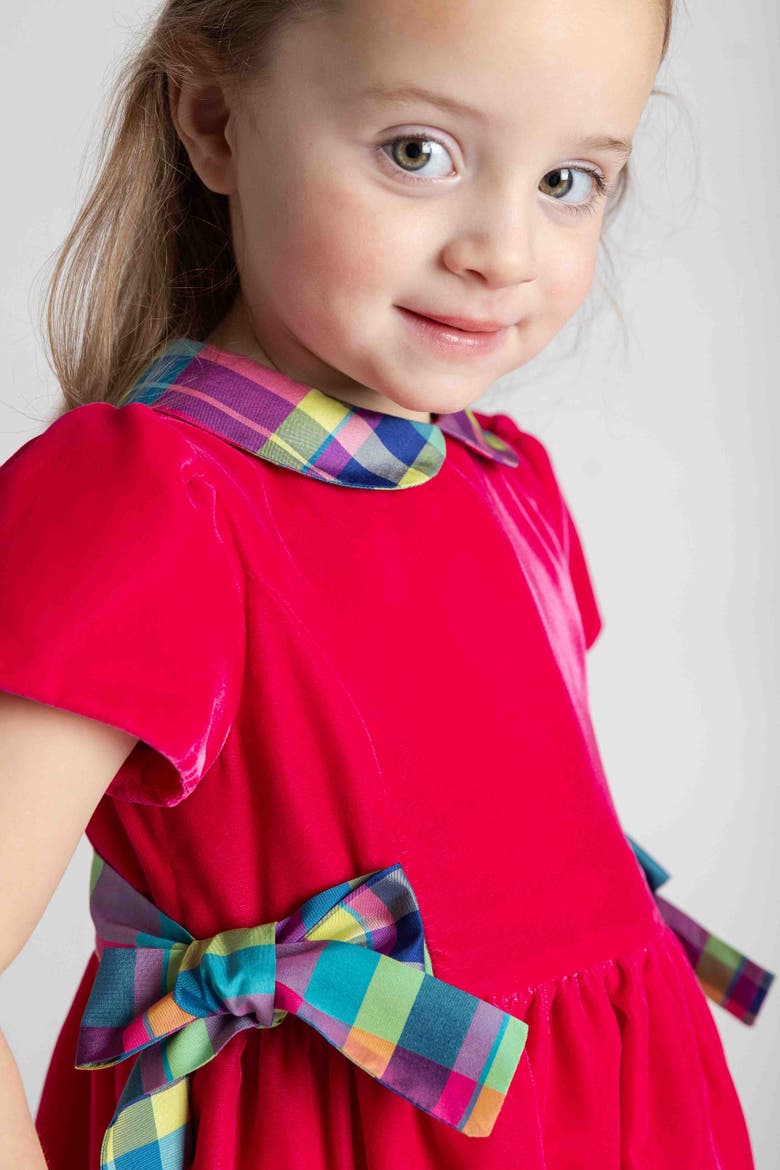 Velvet Dress With Side Bows, Alternate, color, Pink, Multicolor