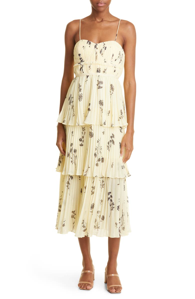 Self-Portrait Floral Silhouette Tiered Maxi Dress, Main, color,