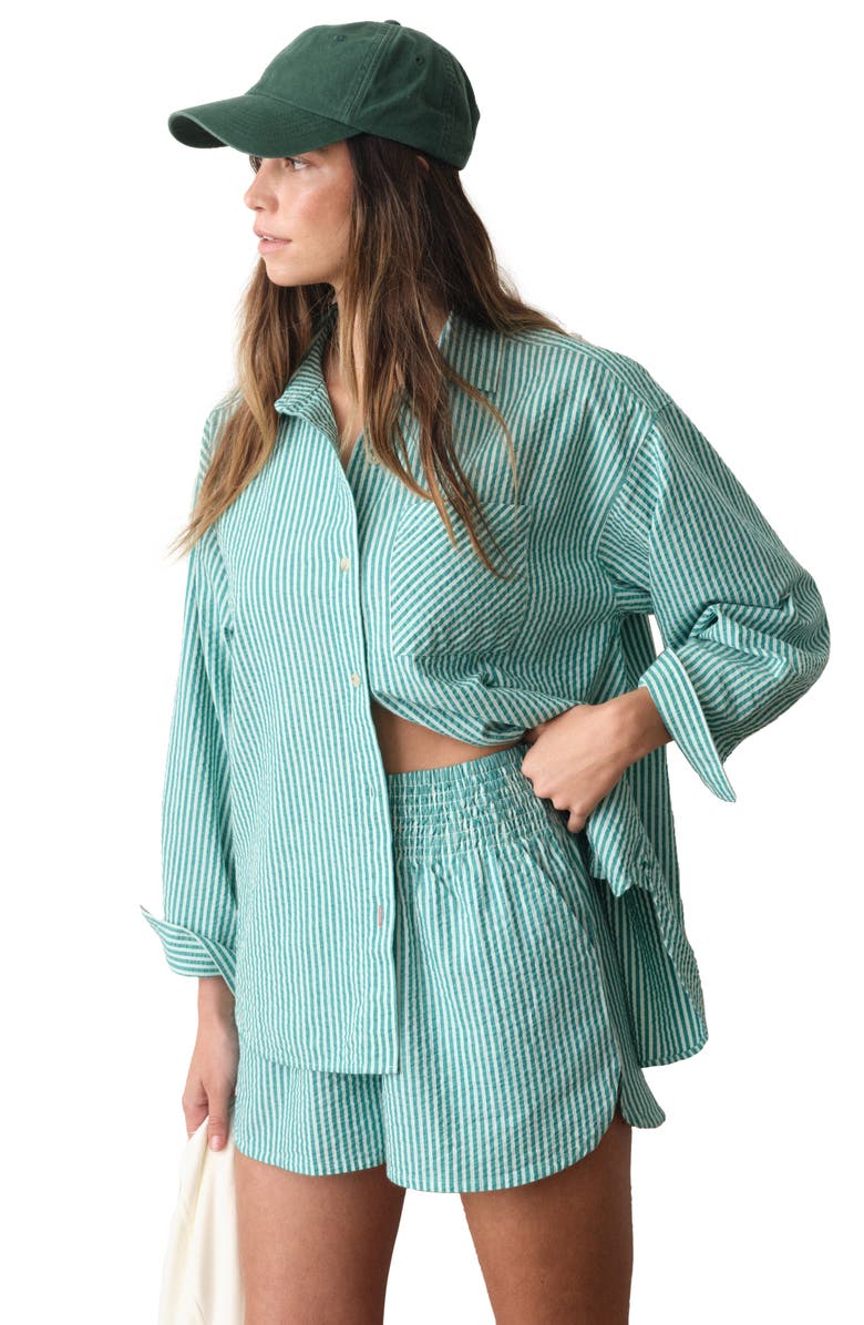 Marine Layer Isla Stripe Pull-On Seersucker Shorts, Alternate, color, 