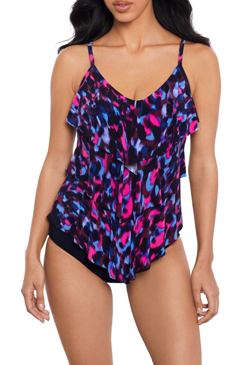 Cherry Bomb Rita Tankini Top, Main, color, BLACK/ BLUE MULTI
