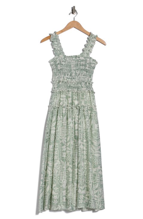 Mixed Print Smocked Dress